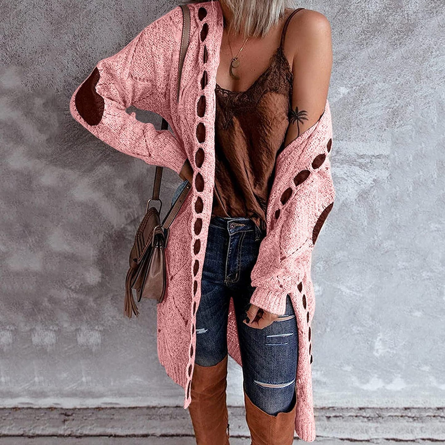 Bohemian Gebreide Cardigan – Warme Lange Damesvest met Unieke Details