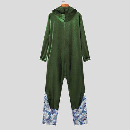 Luxe velours jumpsuit met patchwork