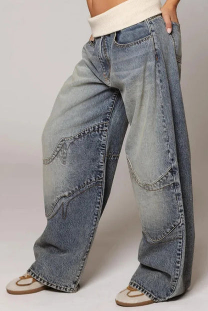Seraphine - Jeans Dames | Wijde Pasvorm met Elastische Tailleband