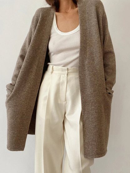 Dames Vest | Lang Gebreid met Zakken