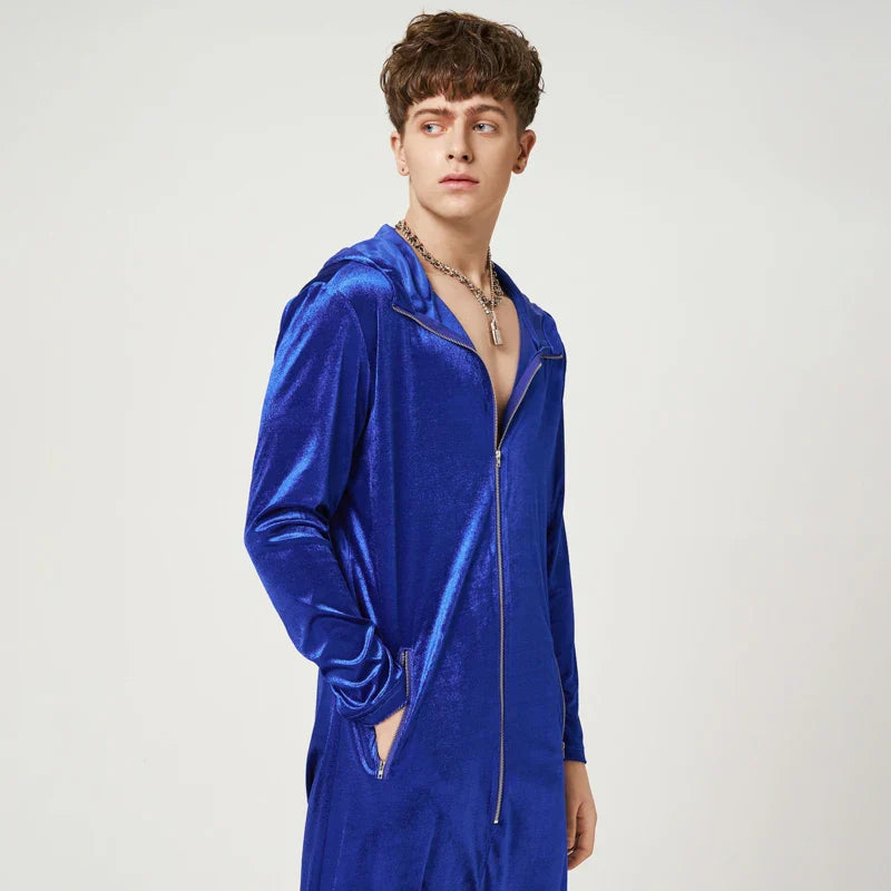 Luxe velours jumpsuit met patchwork