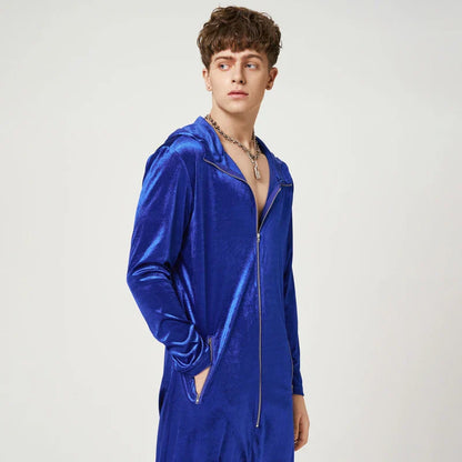 Luxe velours jumpsuit met patchwork