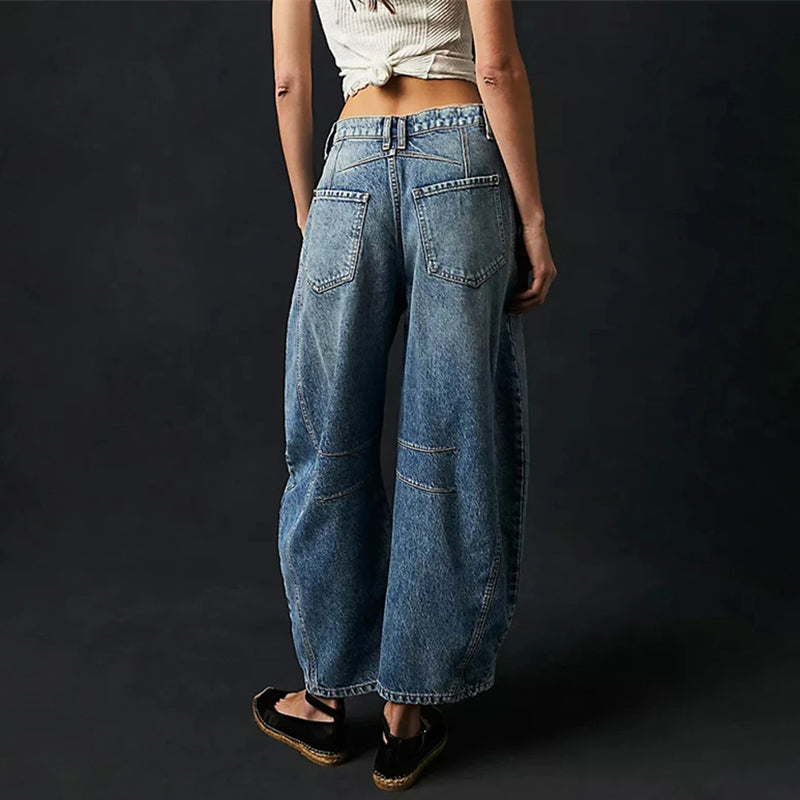 Dames Jeans | Wijde Spijkerbroek met Hoge Taille