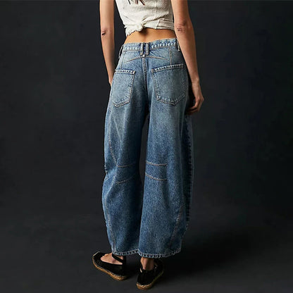 Dames Jeans | Wijde Spijkerbroek met Hoge Taille