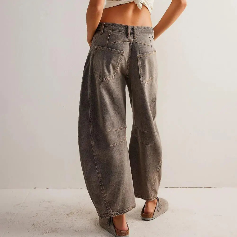 Dames Jeans | Wijde Spijkerbroek met Hoge Taille