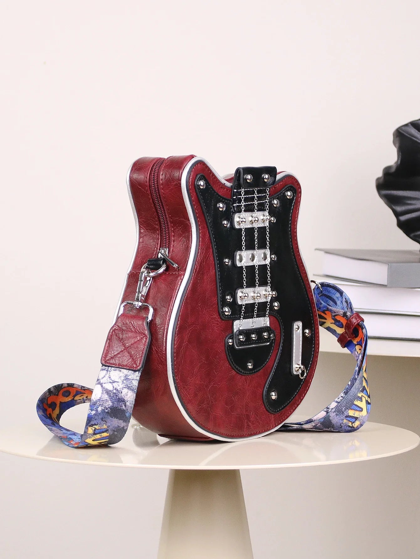 Gitaar crossbody tas dames – unieke rock-stijl handtas met verstelbare strap