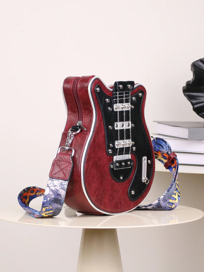 Gitaar crossbody tas dames – unieke rock-stijl handtas met verstelbare strap