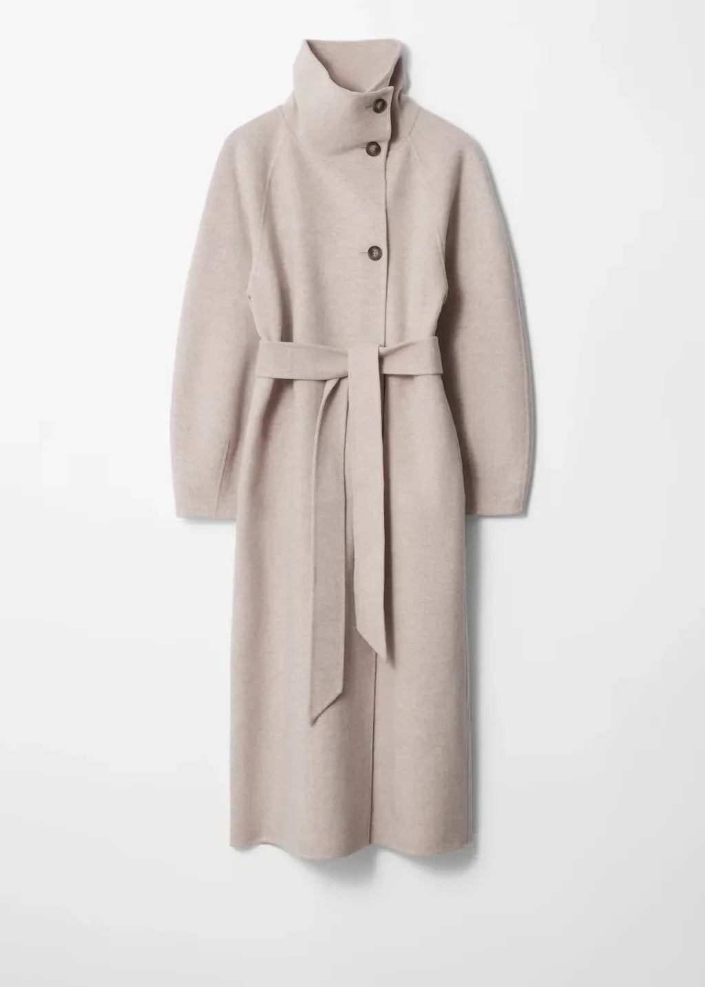 Lange Dames Manteljas | Minimalistische Ontwerp & Hoogsluitende Kraag