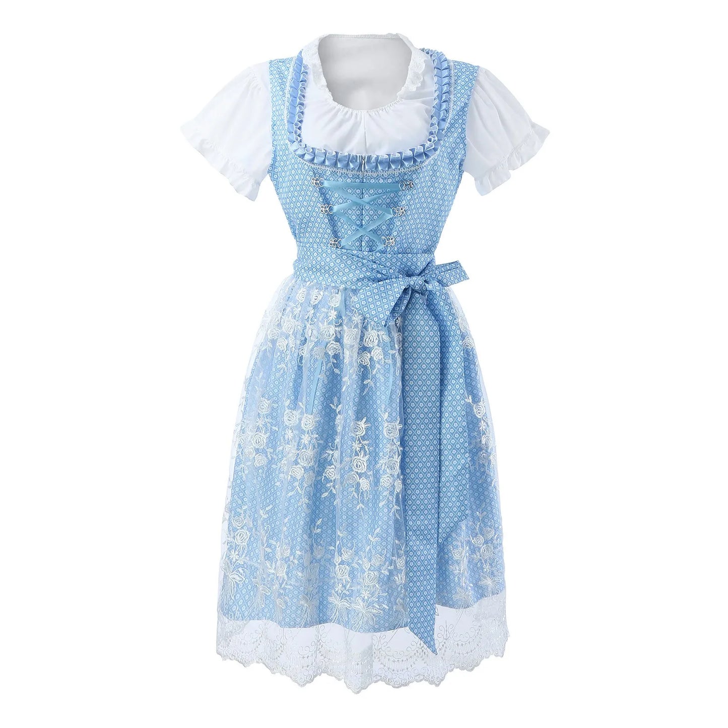 Blauwe Dirndl Jurk Dames – Traditioneel Oktoberfest Kostuum