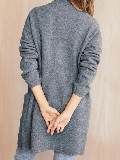 Dames Vest | Lang Gebreid met Zakken