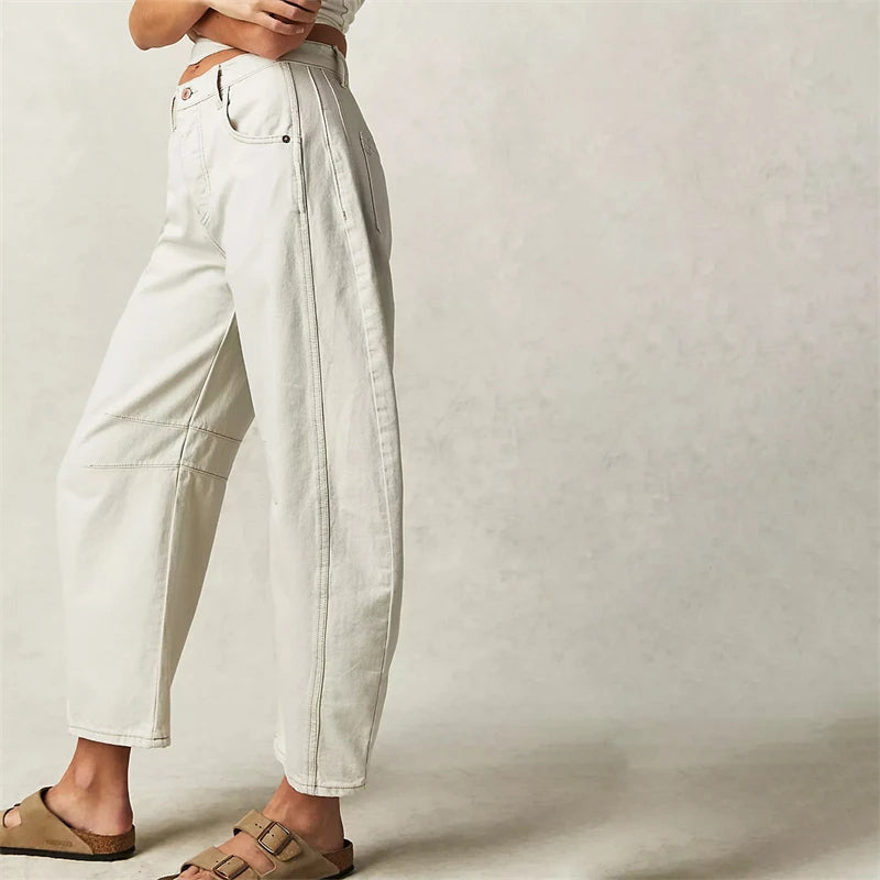 Dames Jeans | Wijde Spijkerbroek met Hoge Taille