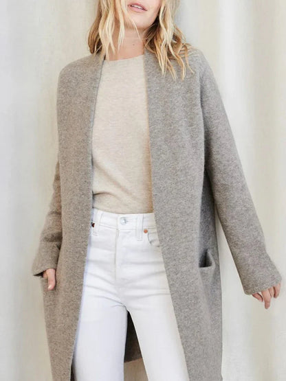 Dames Vest | Lang Gebreid met Zakken