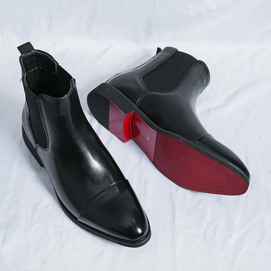 Chelsea Boots Heren | Leer met Rode Zool
