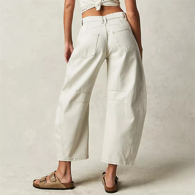 Dames Jeans | Wijde Spijkerbroek met Hoge Taille