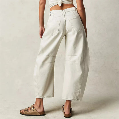 Dames Jeans | Wijde Spijkerbroek met Hoge Taille
