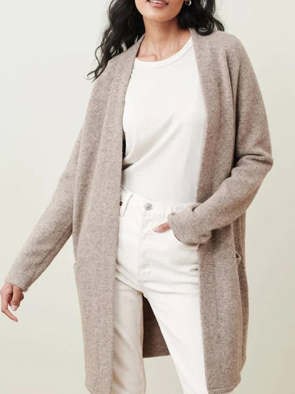 Dames Vest | Lang Gebreid met Zakken