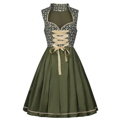 Groen Oktoberfest Dirndl Jurk | Elegante Dames Stijl met Kant en Strik