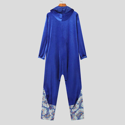 Luxe velours jumpsuit met patchwork