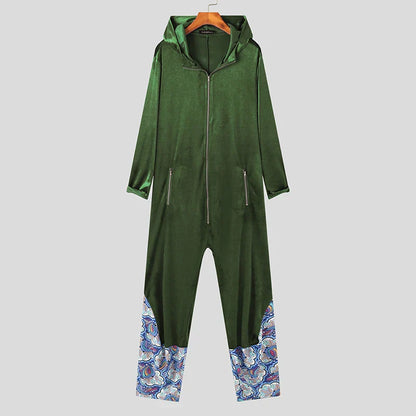 Luxe velours jumpsuit met patchwork