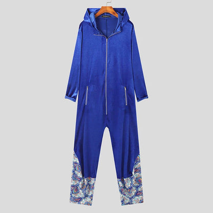 Luxe velours jumpsuit met patchwork