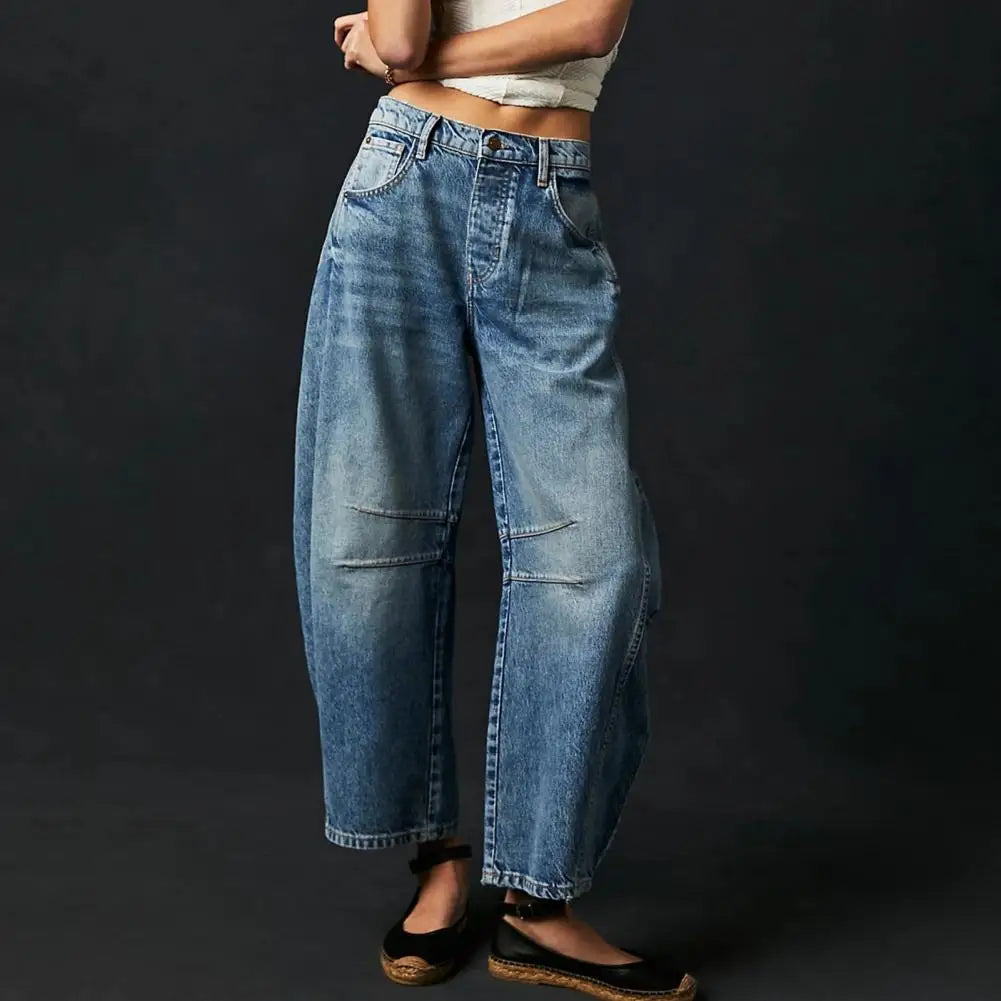 Dames Jeans | Wijde Spijkerbroek met Hoge Taille