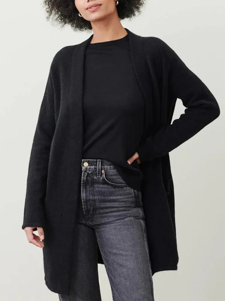 Dames Vest | Lang Gebreid met Zakken