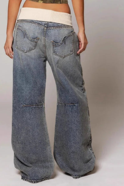 Seraphine - Jeans Dames | Wijde Pasvorm met Elastische Tailleband