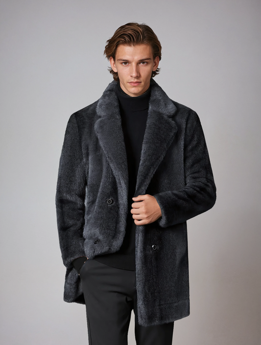 Winterjas Heren Mantel | Bont & Knoopsluiting