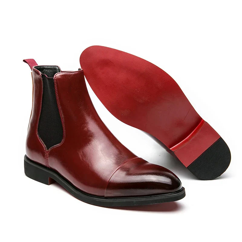 Chelsea Boots Heren | Leer met Rode Zool