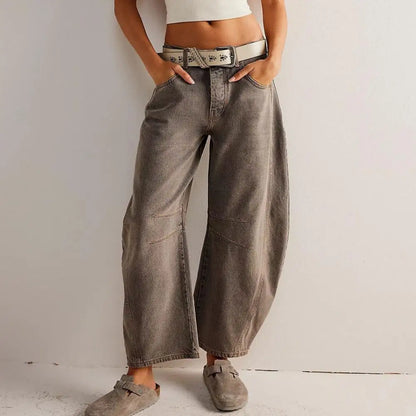 Dames Jeans | Wijde Spijkerbroek met Hoge Taille