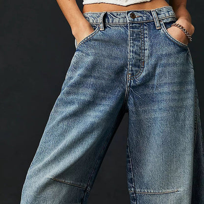 Dames Jeans | Wijde Spijkerbroek met Hoge Taille