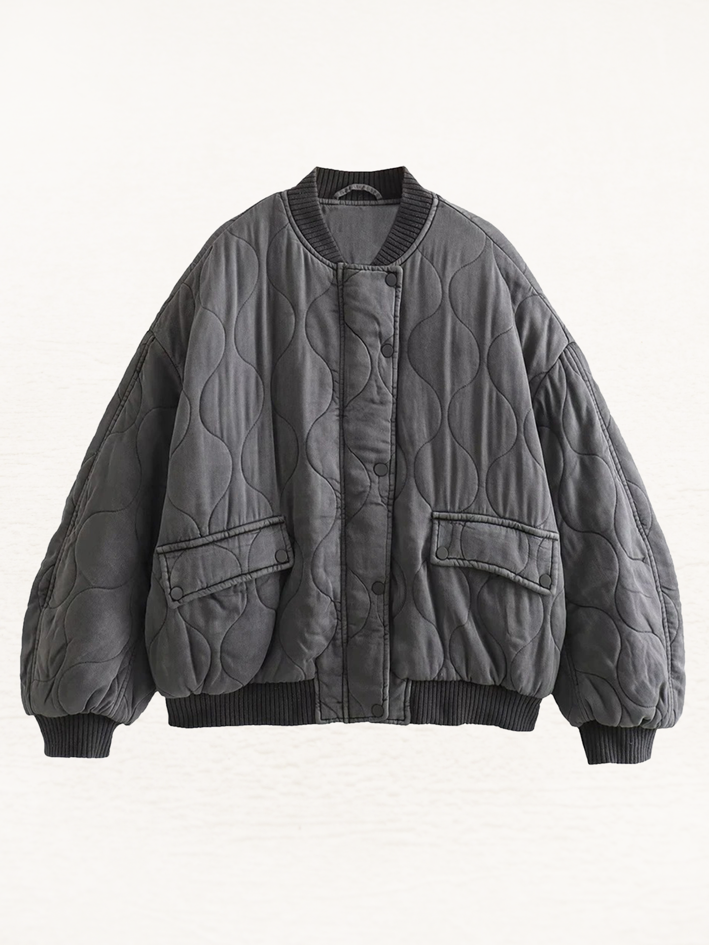 Noëlle - Zwart/Grijs Gewatteerde Bomber Jack Dames