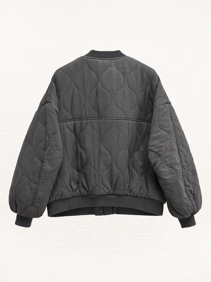 Noëlle - Zwart/Grijs Gewatteerde Bomber Jack Dames