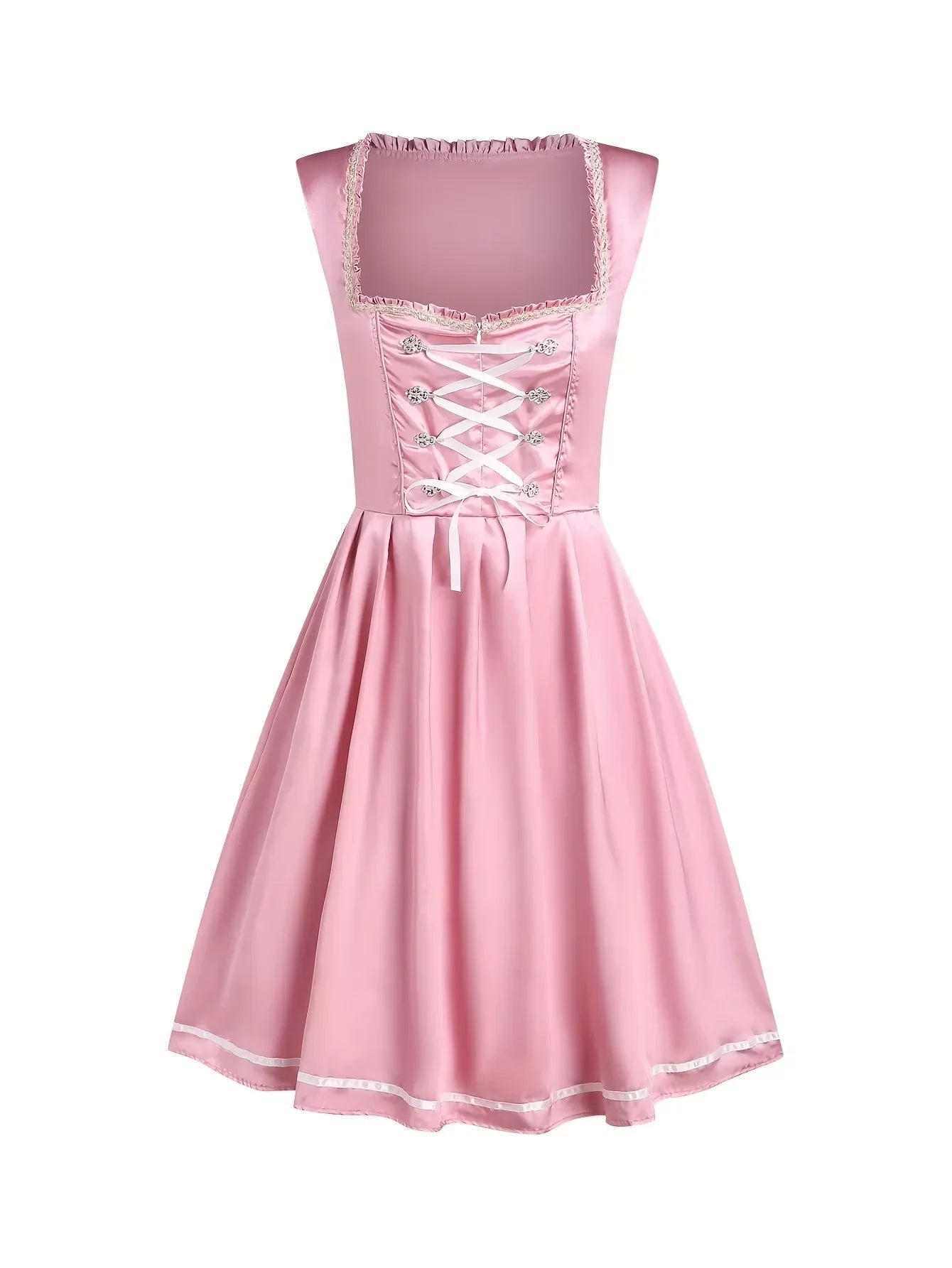Roze Dirndl Jurk Dames – Traditioneel Oktoberfest Kostuum