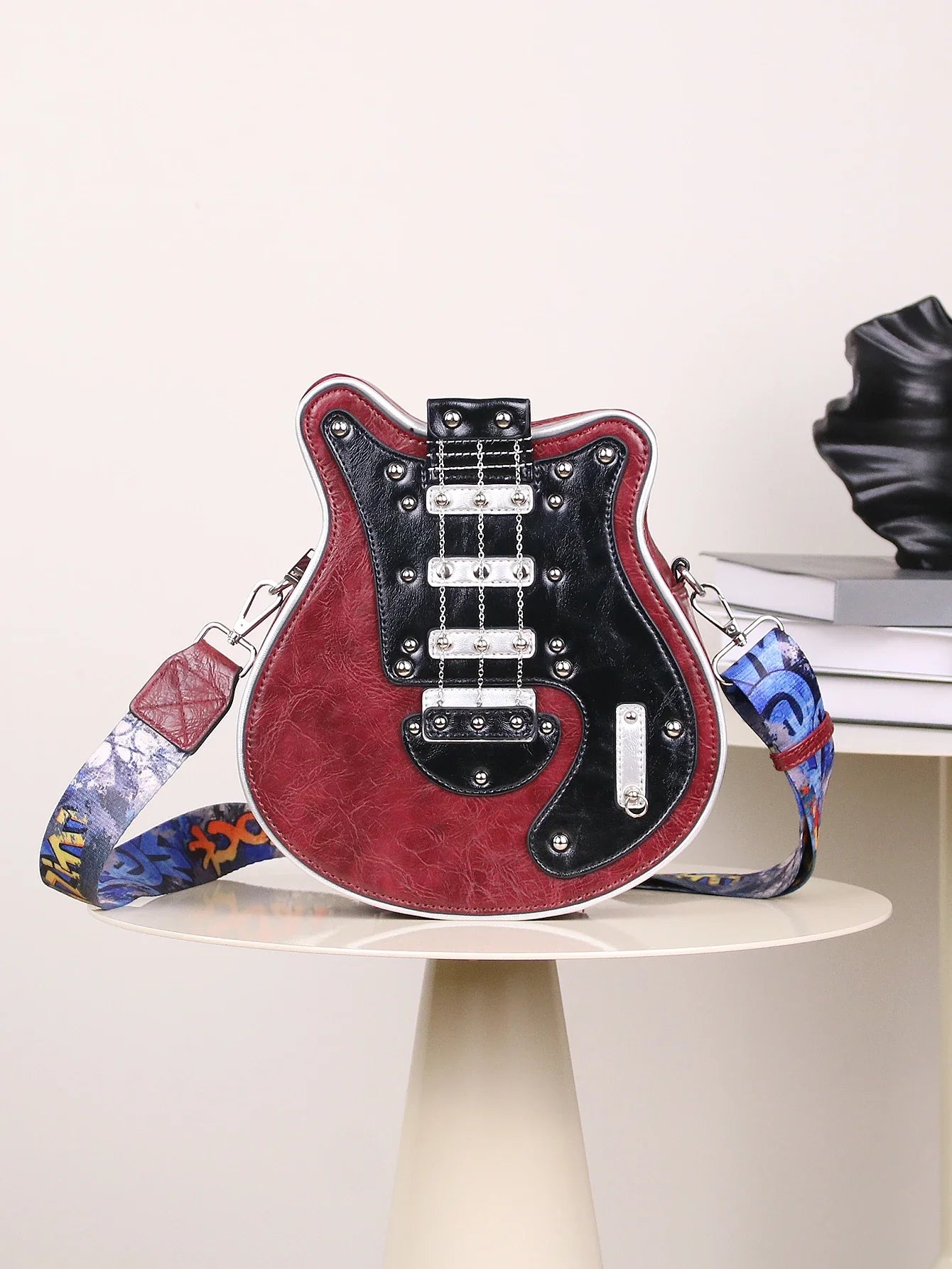 Gitaar crossbody tas dames – unieke rock-stijl handtas met verstelbare strap