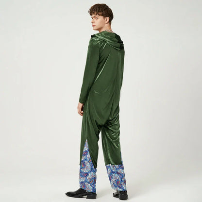 Luxe velours jumpsuit met patchwork