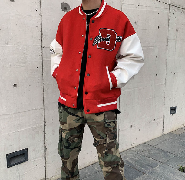 Rood Heren Varsity Jack – Sportieve Bomberjas met College Look