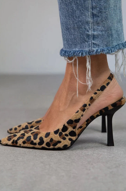 Pumps Dames Stiletto | Slingback met Spitse Neus & Luipaardprint