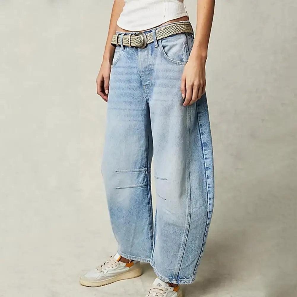 Dames Jeans | Wijde Spijkerbroek met Hoge Taille