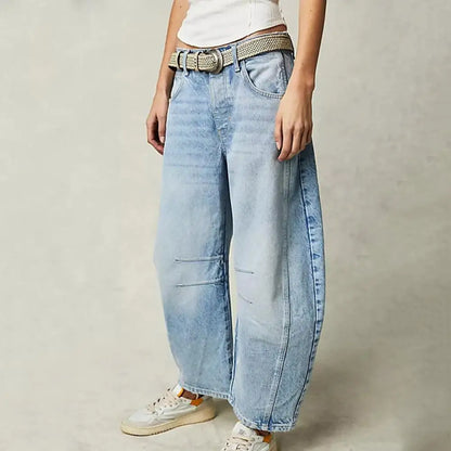 Dames Jeans | Wijde Spijkerbroek met Hoge Taille
