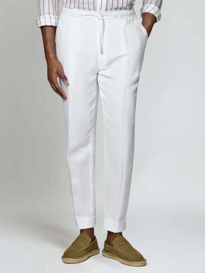 Witte Linnen Herenbroek – Ademend, Elegant & Veelzijdig voor Zomer en Vrije Tijd