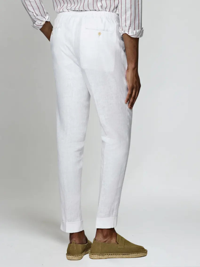 Witte Linnen Herenbroek – Ademend, Elegant & Veelzijdig voor Zomer en Vrije Tijd