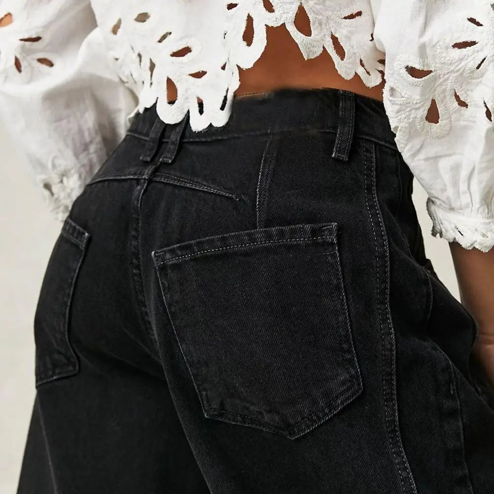 Dames Jeans | Wijde Spijkerbroek met Hoge Taille