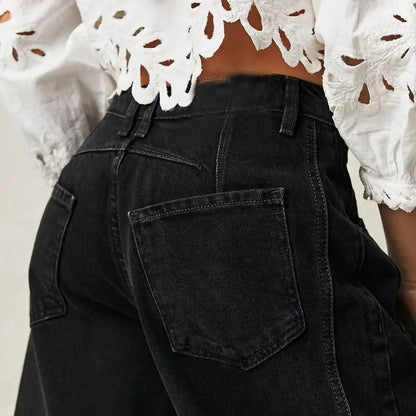Dames Jeans | Wijde Spijkerbroek met Hoge Taille