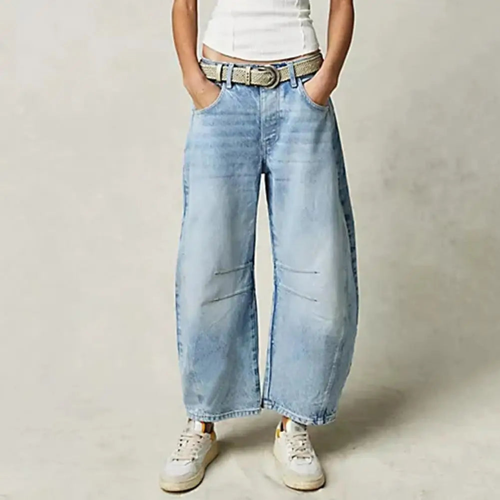 Dames Jeans | Wijde Spijkerbroek met Hoge Taille