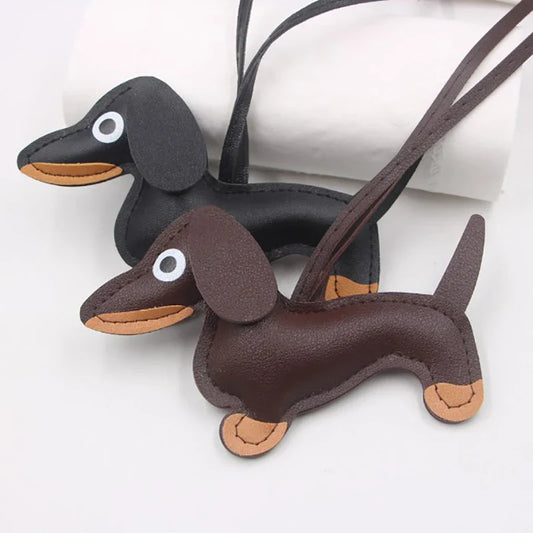 Leren sleutelhanger teckel – schattige honden sleutelhanger dames en heren