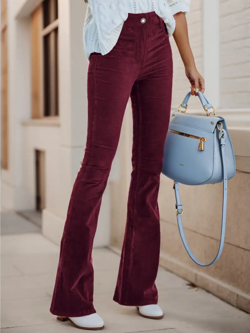 Sienna - Modieuze Ribfluwelen Flared Broek voor Dames