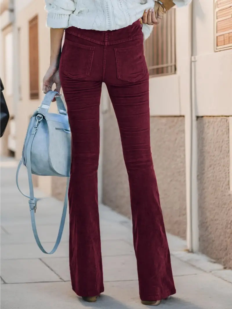 Sienna - Modieuze Ribfluwelen Flared Broek voor Dames