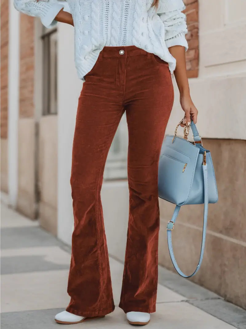 Sienna - Modieuze Ribfluwelen Flared Broek voor Dames