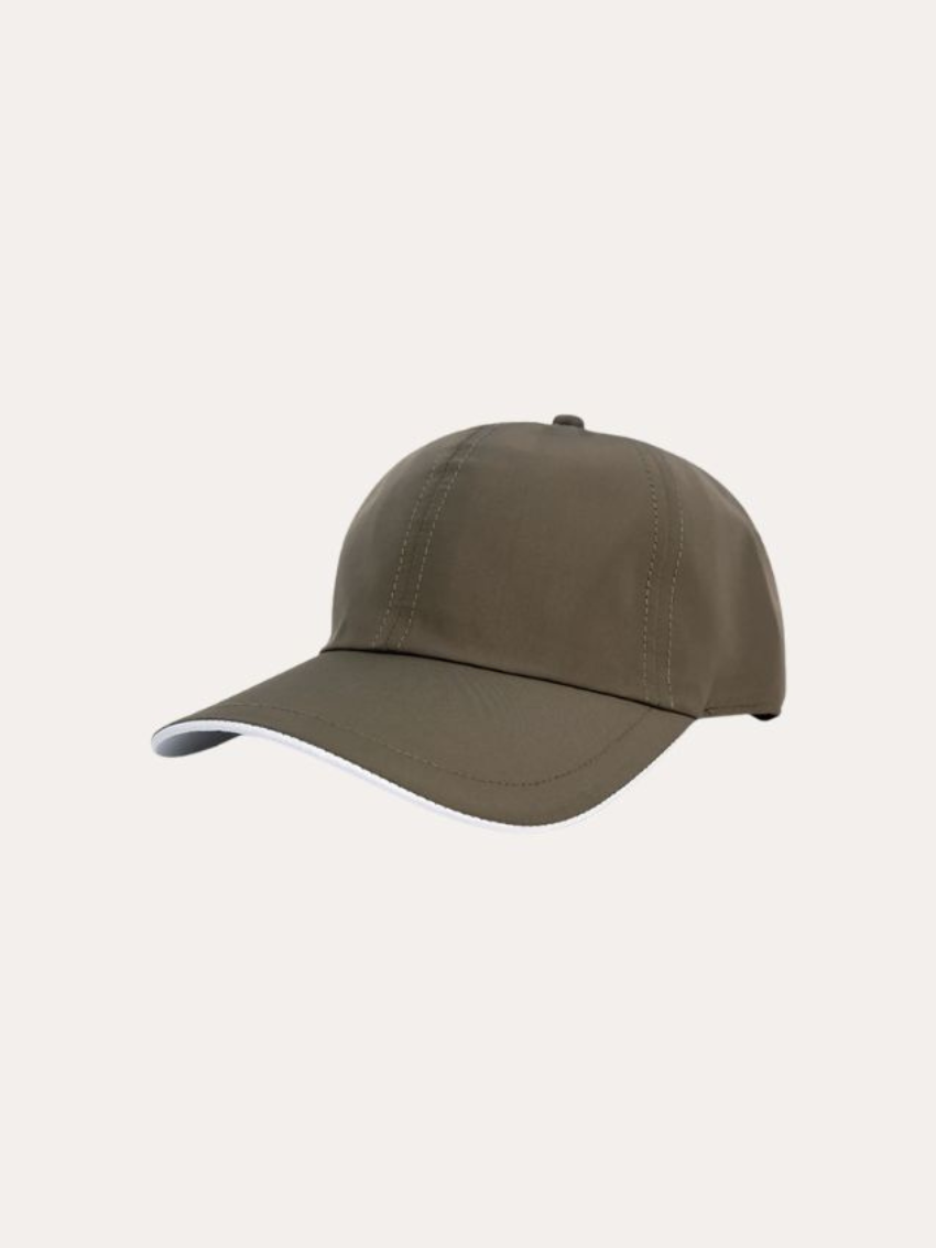 Heren baseball cap olijfgroen, verstelbare sportieve pet met gebogen klep, casual en outdoor accessoire, ademend en lichtgewicht ontwerp.